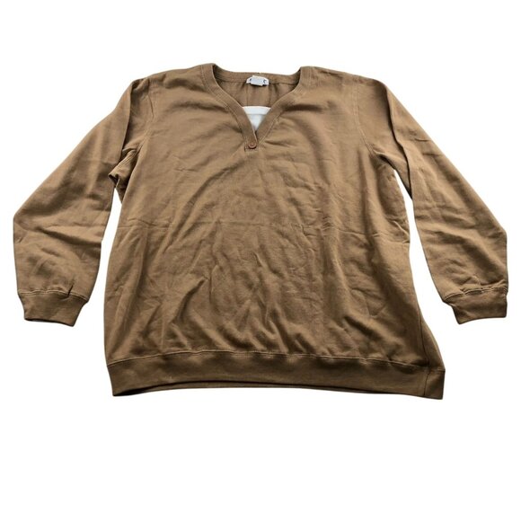 Blair Womens Two-Piece Lounge Top & Pants Set Size 2XL Pullover Brown Travel - Picture 2 of 16